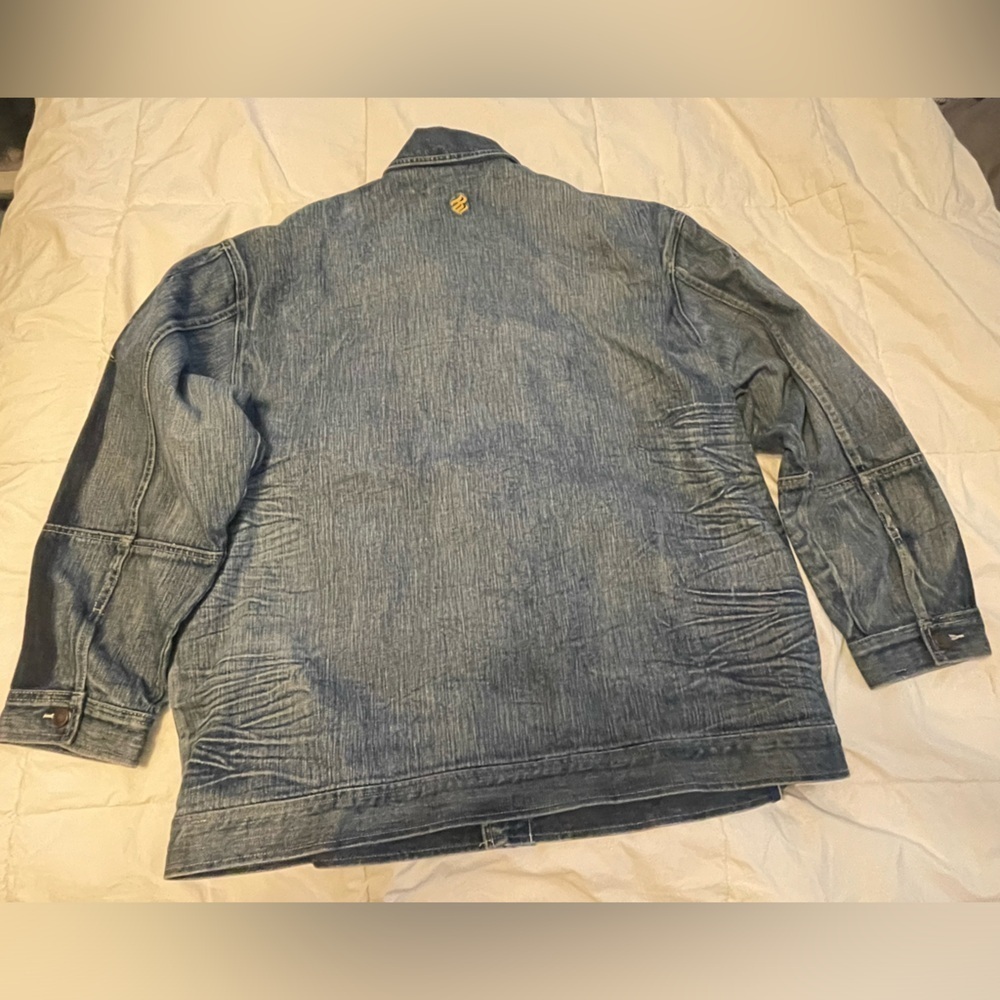 Roca Wear 2XL Y2K Streetwear Distressed Blue Jean Jacket - Picture 14 of 14